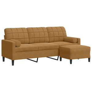 vidaXL 3-Sitzer-Sofa mit Hocker Braun 180 cm Samt