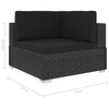 vidaXL 5-tlg. Garten-Lounge-Set mit Kissen Poly Rattan Schwarz