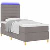 vidaXL LED Boxspringbett mit Matratze Taupe 90 x 200 cm Stoff