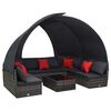 vidaXL 9-tlg. Garten-Lounge-Set mit Sonnendach Poly Rattan Anthrazit