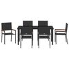 vidaXL Garten Essgruppe mit Kissen 7 pcs Schwarz Poly-Rattan