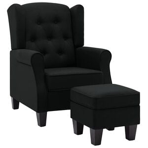 vidaXL Sessel mit Fu&szlig;hocker Schwarz Stoff