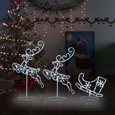 vidaXL Weihnachtsdeko LED Rentiere & Schlitten Acryl 260x21x87 cm