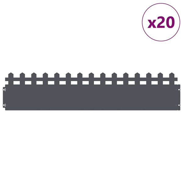 vidaXL Rasenkanten 20 pcs Anthrazit 103 x 0,05 x 22 cm Stahl