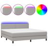 vidaXL Boxspringbett mit Matratze & LED Hellgrau 180x200 cm Stoff