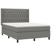 vidaXL Boxspringbett mit Matratze & LED Dunkelgrau 140x200 cm Stoff