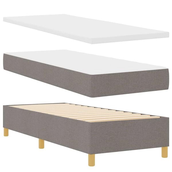 vidaXL Boxspringbett mit Matratze mit Kopfteil Taupe 80 x 200 cm Stoff