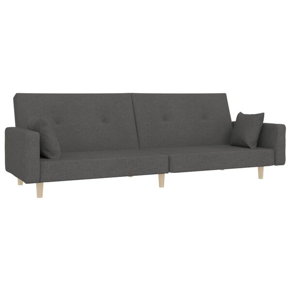 vidaXL Schlafsofa 2-Sitzer mit 2 Kissen Dunkelgrau Stoff