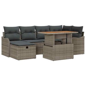 vidaXL Garten-Sofa-Set 7 pcs Grau Poly-Rattan