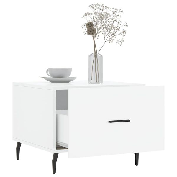 vidaXL Couchtische 2 Stk. Hochglanz-Wei&szlig; 50x50x40 cm Holzwerkstoff