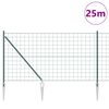vidaXL Zaun mit Pfosten Gr&uuml;n 1 x 25 m Stahl