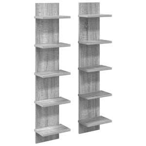 vidaXL Wandregal 2 stk. Sonoma-Grau 22 x 15 x 100 cm Holzwerkstoff