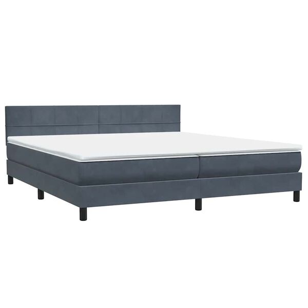 vidaXL Boxspringbett mit Matratze Dunkelgrau 200x210 cm Samt