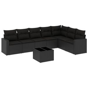 vidaXL 8-tlg. Garten-Sofagarnitur mit Kissen Schwarz Poly Rattan