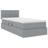 vidaXL Bett mit Stauraum und LED mit LED Hellgrau 100 x 200 cm Stoff