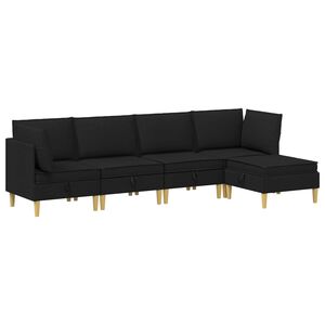 vidaXL Modular Sofa Set mit Stauraum 5 stk. Schwarz Stoff