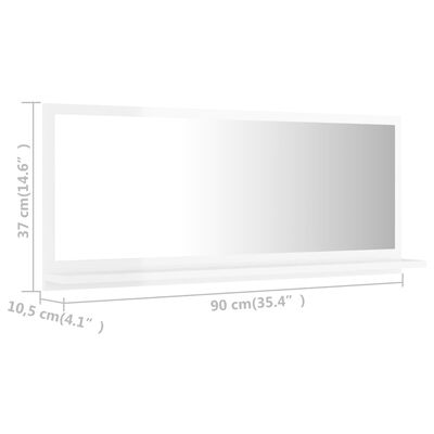 vidaXL Badspiegel Hochglanz-Weiß 90x10,5x37 cm Holzwerkstoff