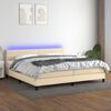 vidaXL Boxspringbett mit Matratze & LED Creme 200x200 cm Stoff