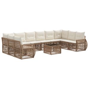 vidaXL Gartensofa-set 11 pcs Beige und Cremewei&szlig; Poly-Rattan