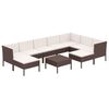 vidaXL 10-tlg. Garten-Lounge-Set mit Auflagen Poly Rattan Braun