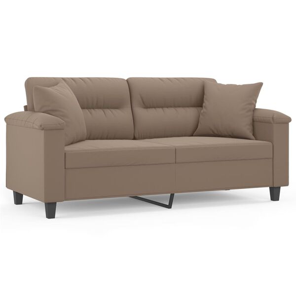 vidaXL 2-Sitzer-Sofa mit Kissen Taupe 140 cm Mikrofasergewebe