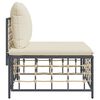 vidaXL Garten-Mittelsofa mit Beige Kissen Poly Rattan