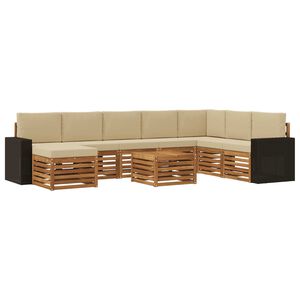 vidaXL Outdoor-Sofagarnitur mit Kissen 9 pcs Natur und Beige