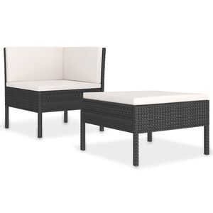 vidaXL 2-tlg. Garten-Lounge-Set mit Auflagen Poly Rattan Schwarz
