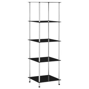 vidaXL Regal mit 5 Ablagen Schwarz 40x40x130 cm Hartglas