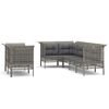 vidaXL 7-tlg. Garten-Lounge-Set mit Kissen Grau Poly Rattan