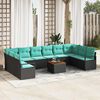 vidaXL Gartensofa-set mit Kissen 11 pcs Schwarz Poly-Rattan