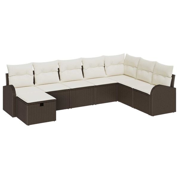 vidaXL Sofa Set mit Kissen mit Speicher Braun und Creme Poly-Rattan