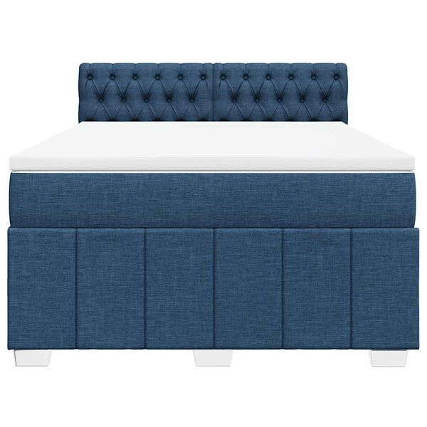 vidaXL Boxspringbett mit Matratze Blau 140x190 cm Stoff