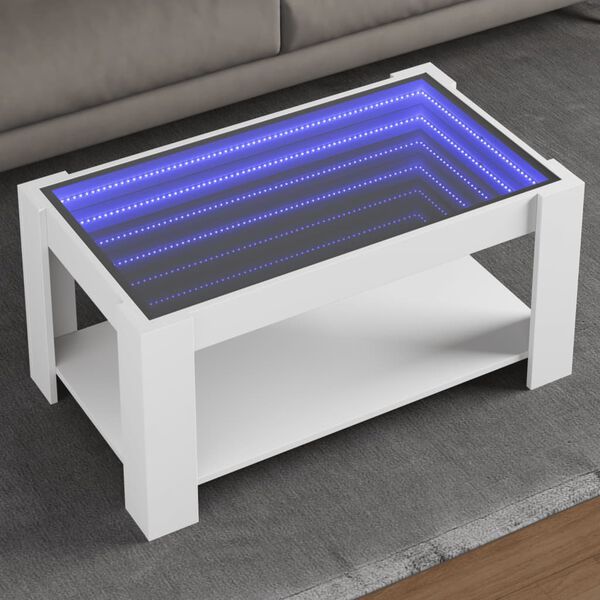 vidaXL LED-Couchtisch Wei&szlig; 93x53x45 cm Holzwerkstoff