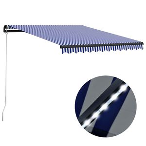 vidaXL Markise Manuell Einziehbar mit LED 300x250 cm Blau & Wei&szlig;