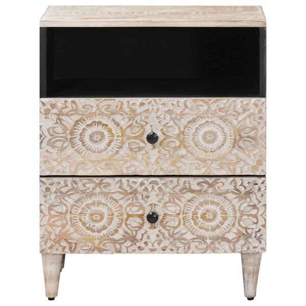 vidaXL Bettkasten mit Schubladen Wei&szlig; 50 x 33 x 60 cm Massivholz Mango