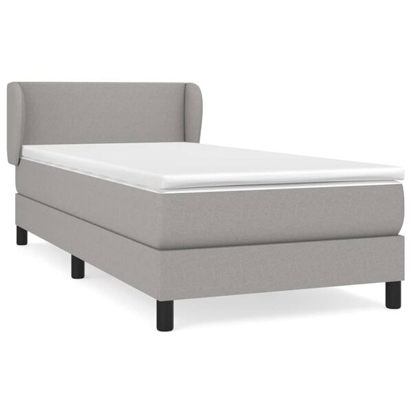 vidaXL Boxspringbett mit Matratze Hellgrau 90x200 cm Stoff