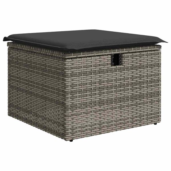 vidaXL 2-tlg. Garten-Sofagarnitur mit Kissen Grau Poly Rattan Akazie