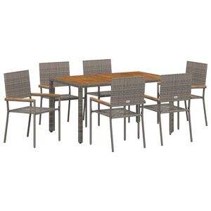 vidaXL Garten Essgruppe 7 stk. Grau Poly-Rattan