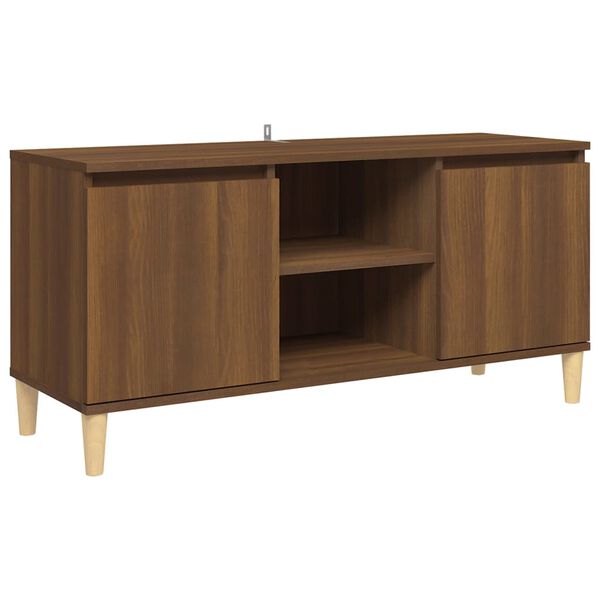 vidaXL TV-Schrank Massivholz-Beine Braun Eichen-Optik 103,5x35x50 cm