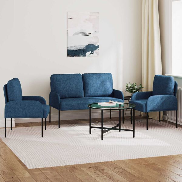vidaXL Sofagarnituren mit Kissen 3 pcs Blau 115 x 56 x 80 cm Sperrholz