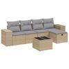 vidaXL 6-tlg. Garten-Sofagarnitur mit Kissen Beige Poly Rattan