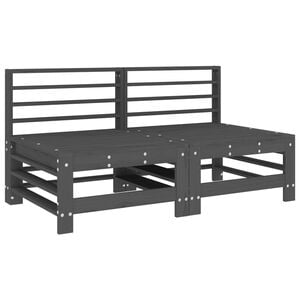 vidaXL Garten-Mittelsofas 2 Stk. Grau Massivholz Kiefer