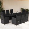 vidaXL 9-tlg. Garten-Essgruppe mit Kissen Schwarz Poly Rattan