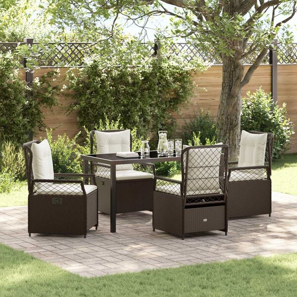 vidaXL Garten Essgruppe 5 pcs Braun Poly-Rattan