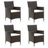 vidaXL Gartenst&uuml;hle mit Sitzpolster 4 Stk. Poly Rattan Braun