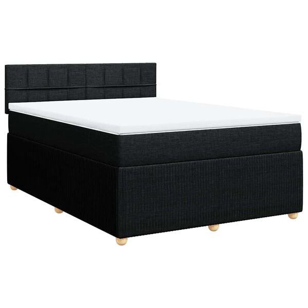 vidaXL Boxspringbett mit Matratze Schwarz 160x200 cm Stoff
