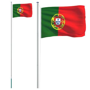 vidaXL Flagge Portugals mit Mast 6,08 m Aluminium