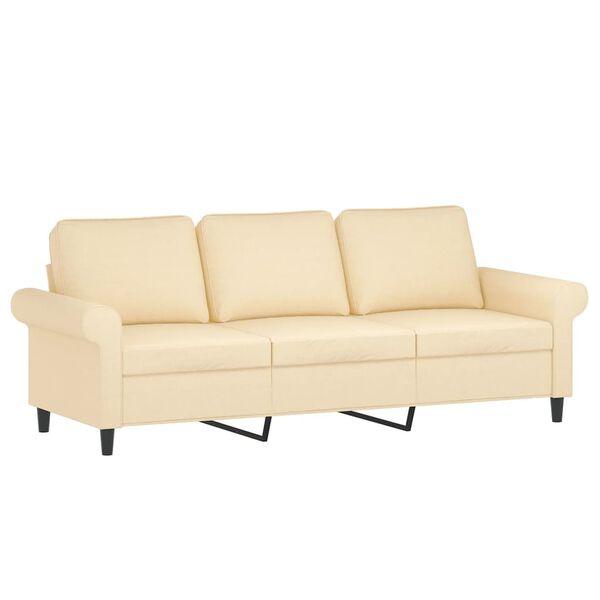 vidaXL 3-Sitzer-Sofa mit Kissen Creme 180 cm Stoff