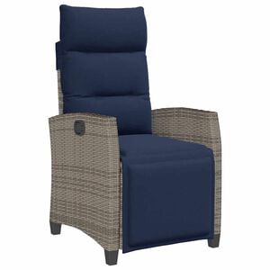 vidaXL Gartensessel mit Beistelltisch Verstellbar Grau Poly Rattan